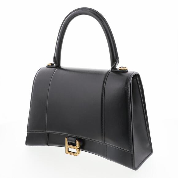 BALENCIAGA Hourglass Shoulder Bag Black Leather - Picture 2 of 6